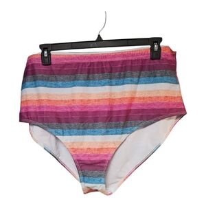 BloomChic Striped High-Waist Swim Bottom